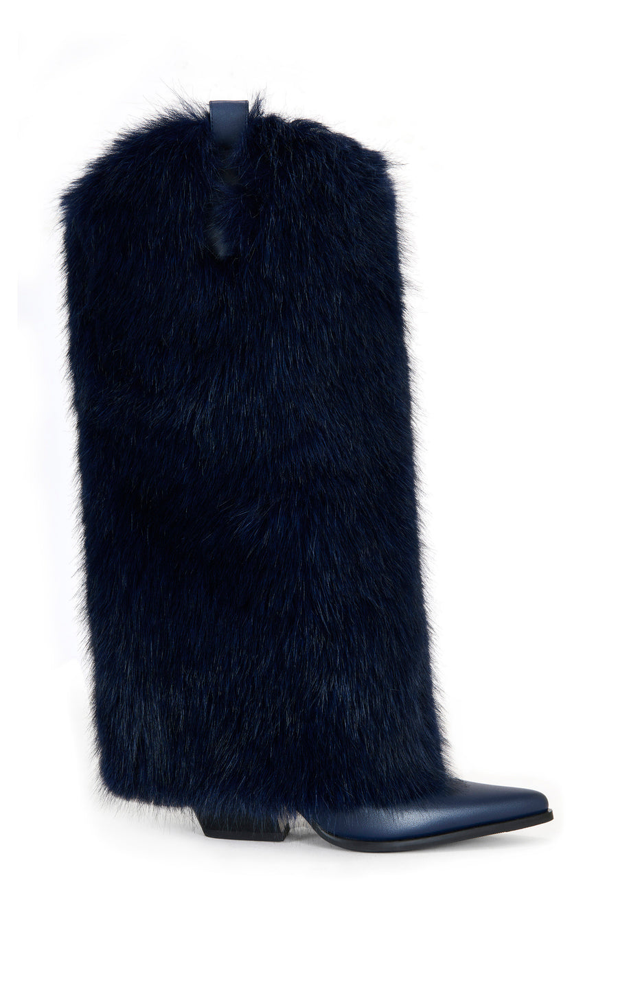 FRIATA-NAVY FAUX FUR WESTERN BOOT