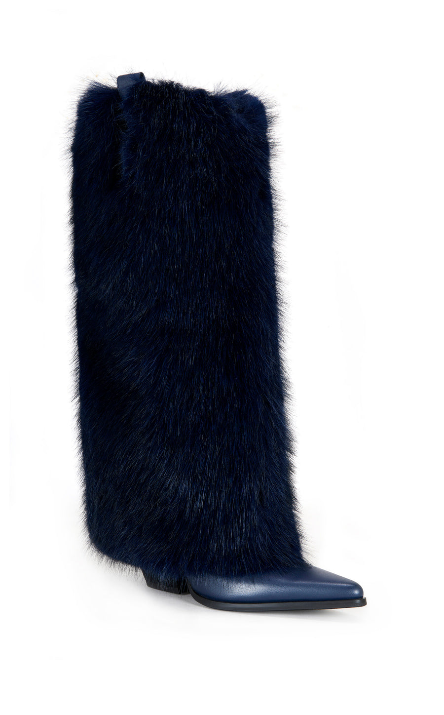FRIATA-NAVY FAUX FUR WESTERN BOOT