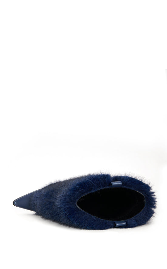 FRIATA-NAVY FAUX FUR WESTERN BOOT