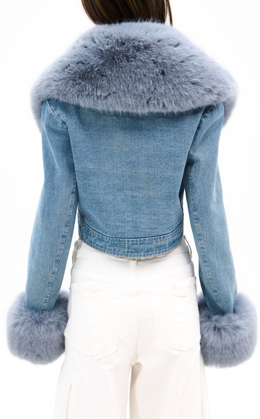 GISELE-DENIM FAUX FUR JACKET