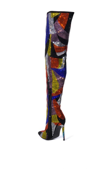 GLAMOROUS-MULTI CRYSTAL THIGH HIGH STILETTO BOOT