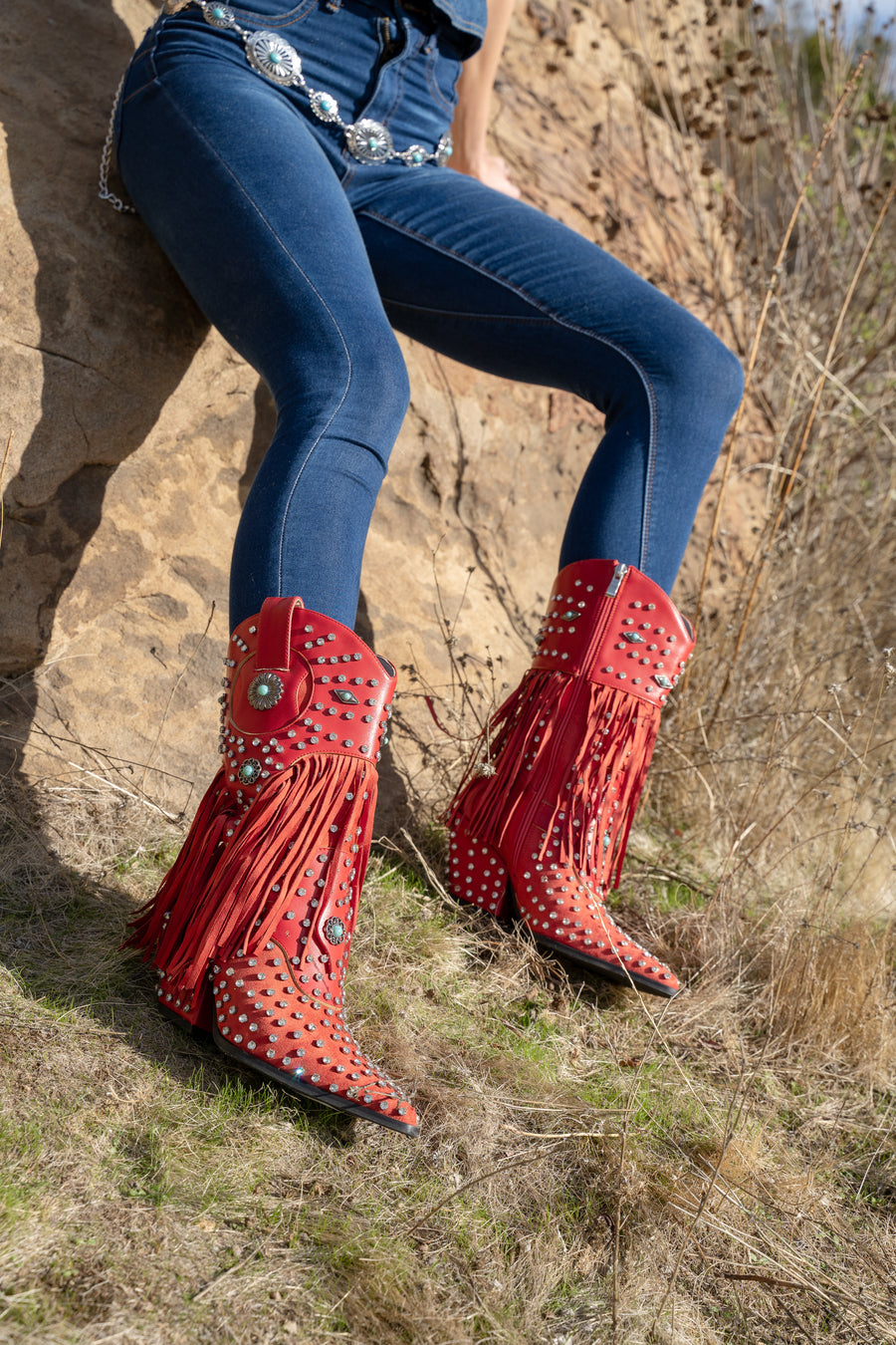 GREYSON-RED WESTERN BOOTIE