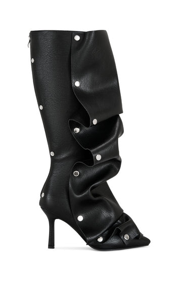 IMOGINE-BLACK ADJUSTABLE POINTED TOE BOOT