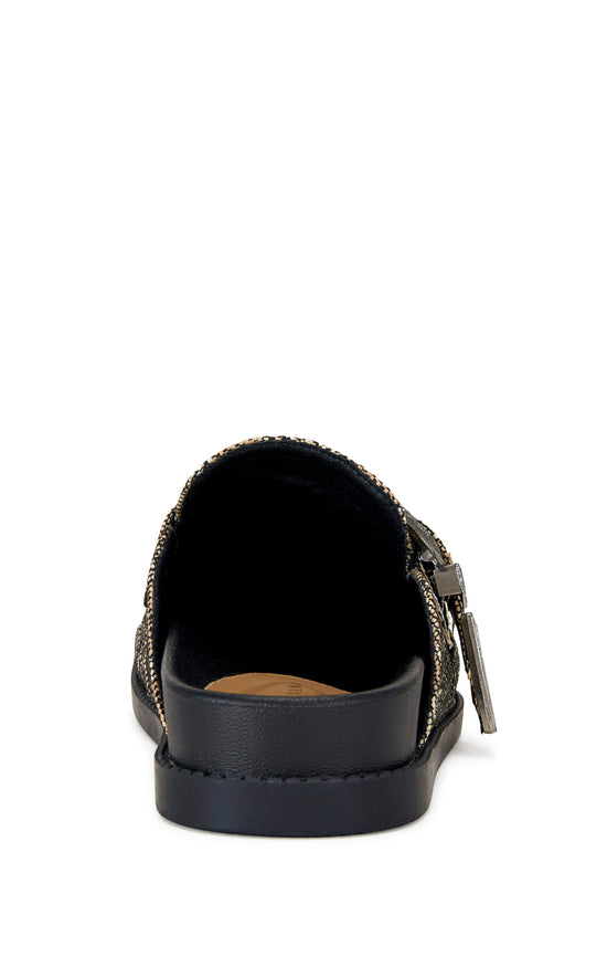 brown snake print slip on flat mules with a western inspired belted accent on the upper