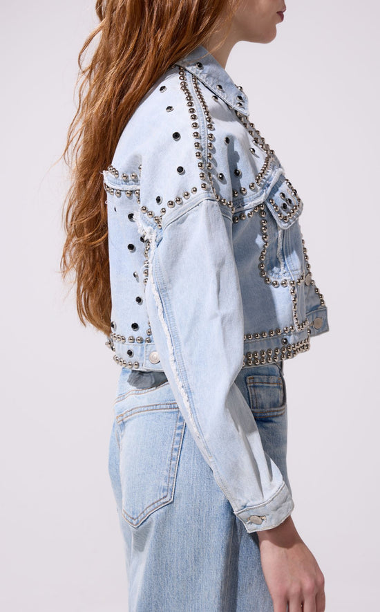 JAZELLA-LTDENIM STUDDED JACKET
