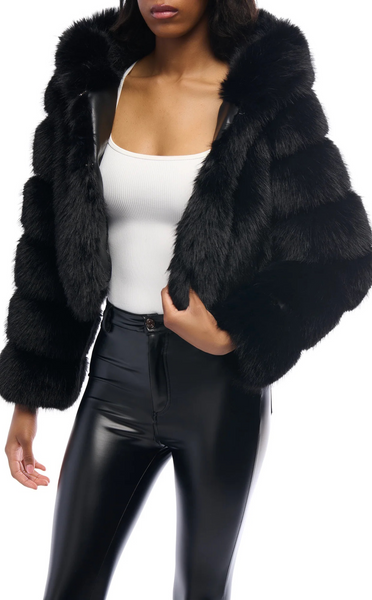 JOLENE-BLK FAUX FUR JACKET | AZALEA WANG