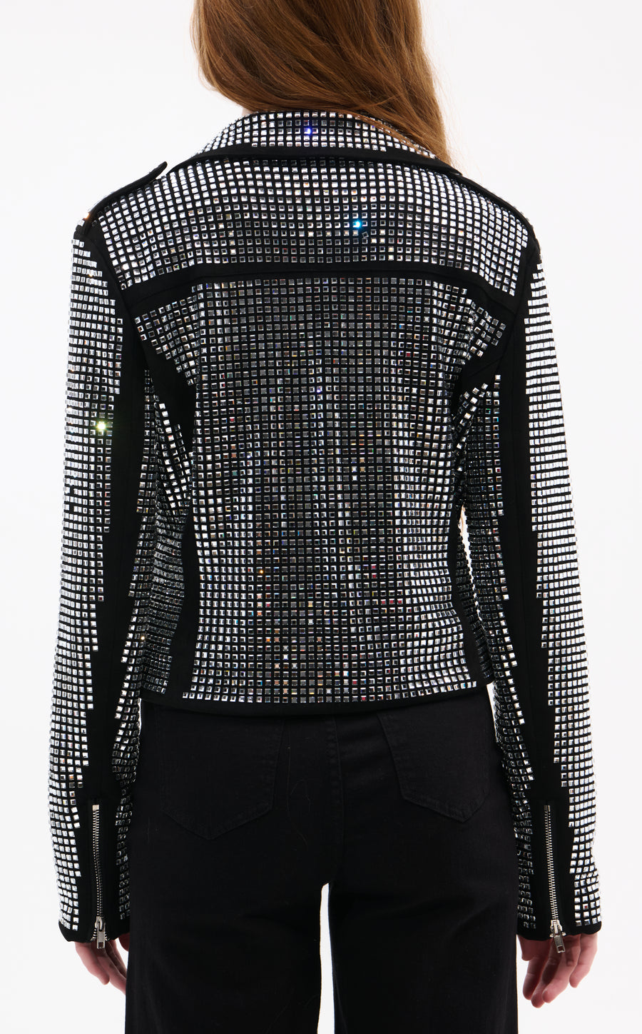 JUNIPER BLACK CRYSTALLIZED MOTO JACKET