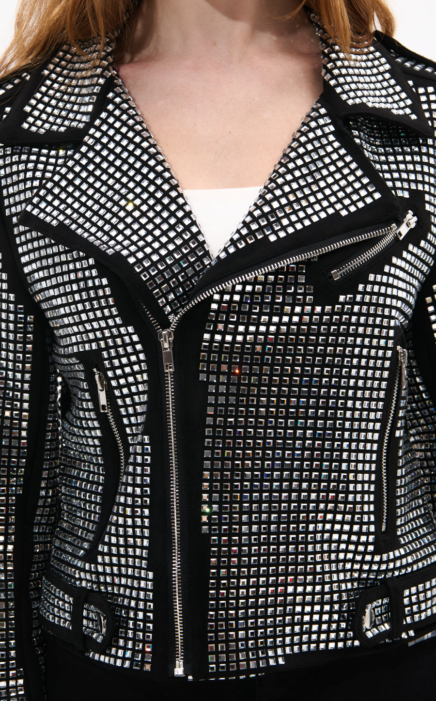 JUNIPER BLACK CRYSTALLIZED MOTO JACKET
