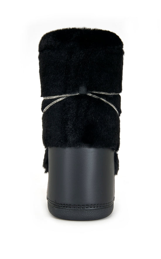 KARMELA-BLACK FAUX FUR FLATFORM SNOW BOOTIE