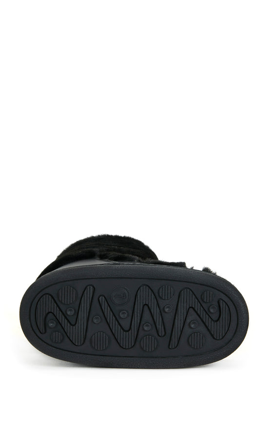 KARMELA-BLACK FAUX FUR FLATFORM SNOW BOOTIE