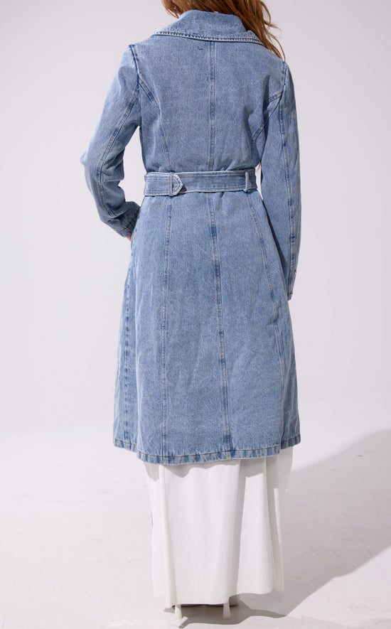 KAYA-DENIM FAUX FUR TRENCH JACKET