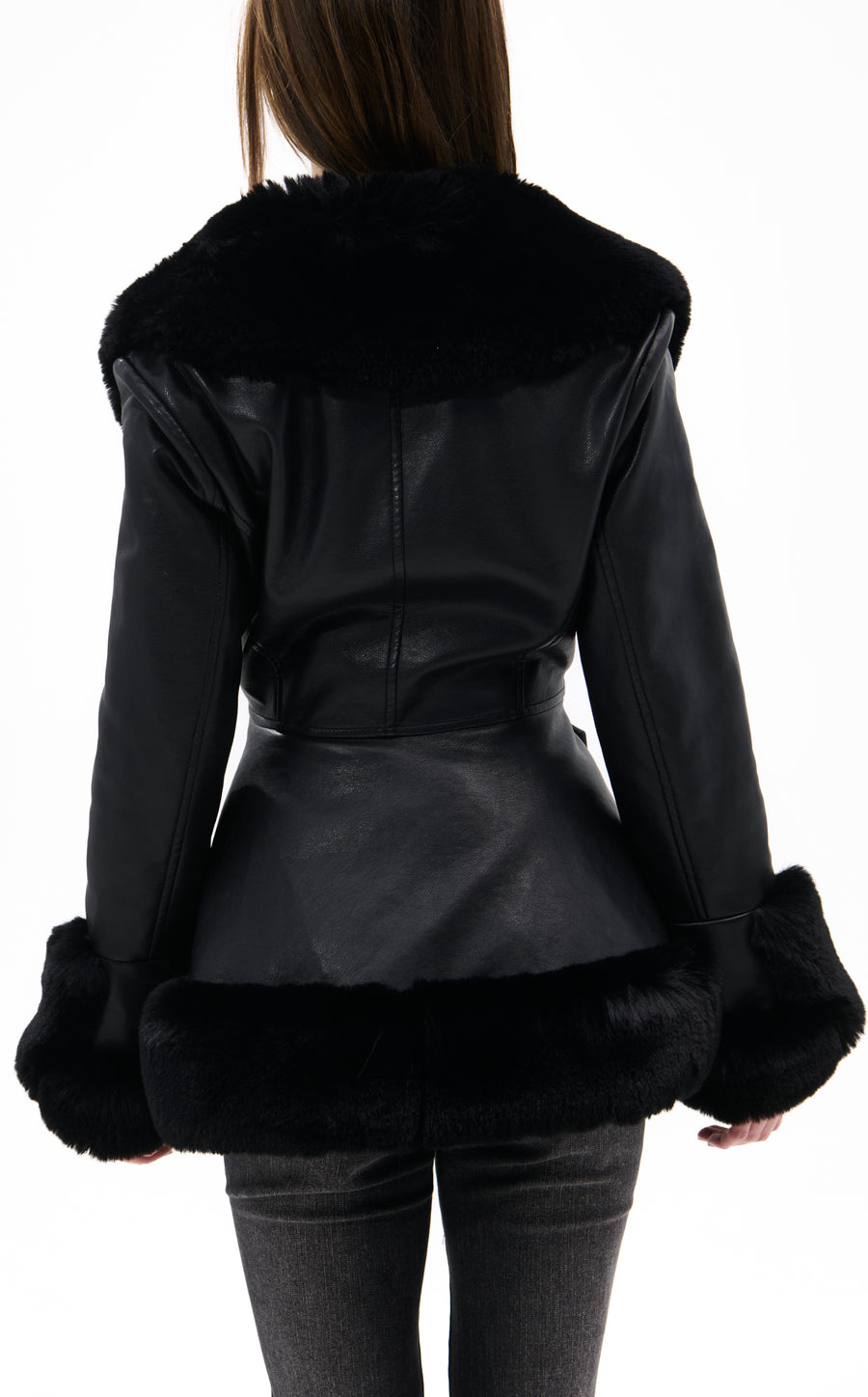 KENZY FAUX FUR BELTED COAT