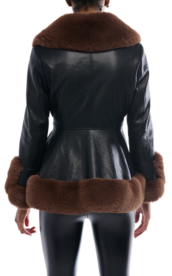 KENZY-BROWN FAUX FUR JACKET | AZALEA WANG