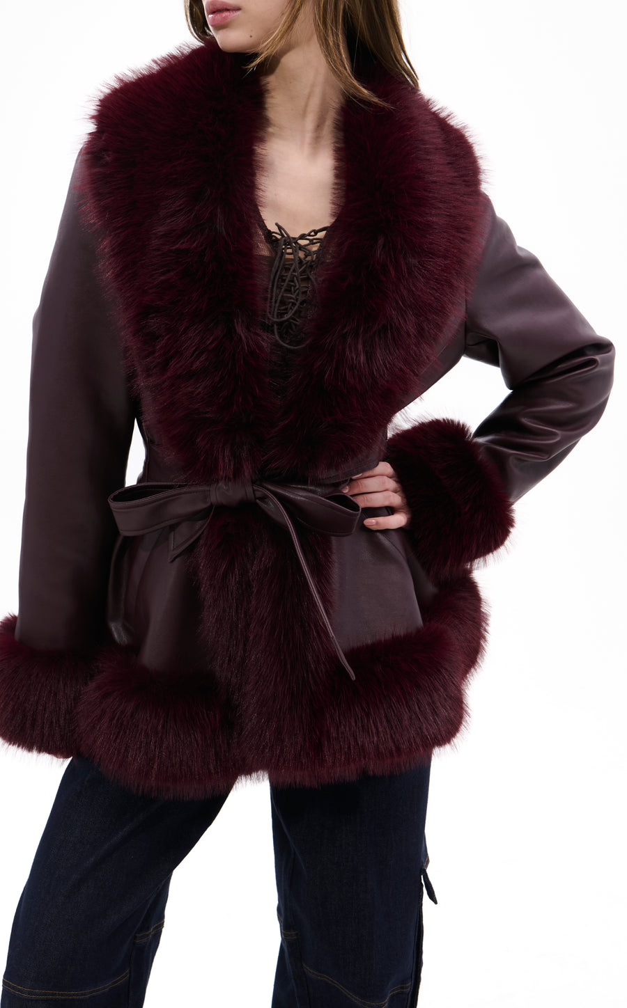 CHAQUETA PELO KENZY-BURDEOS