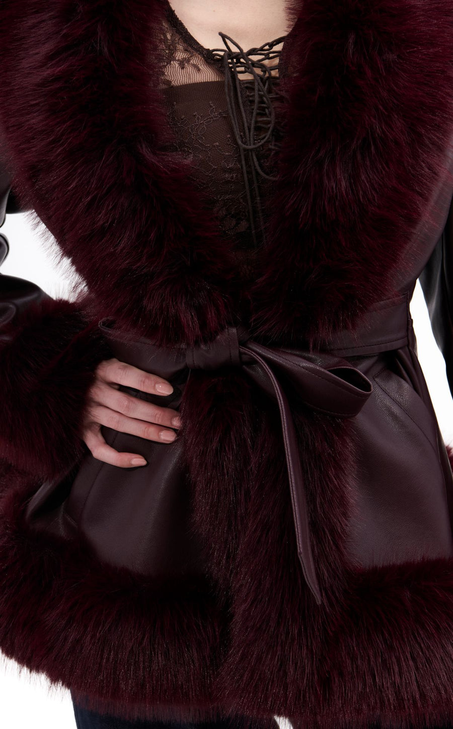 CHAQUETA PELO KENZY-BURDEOS