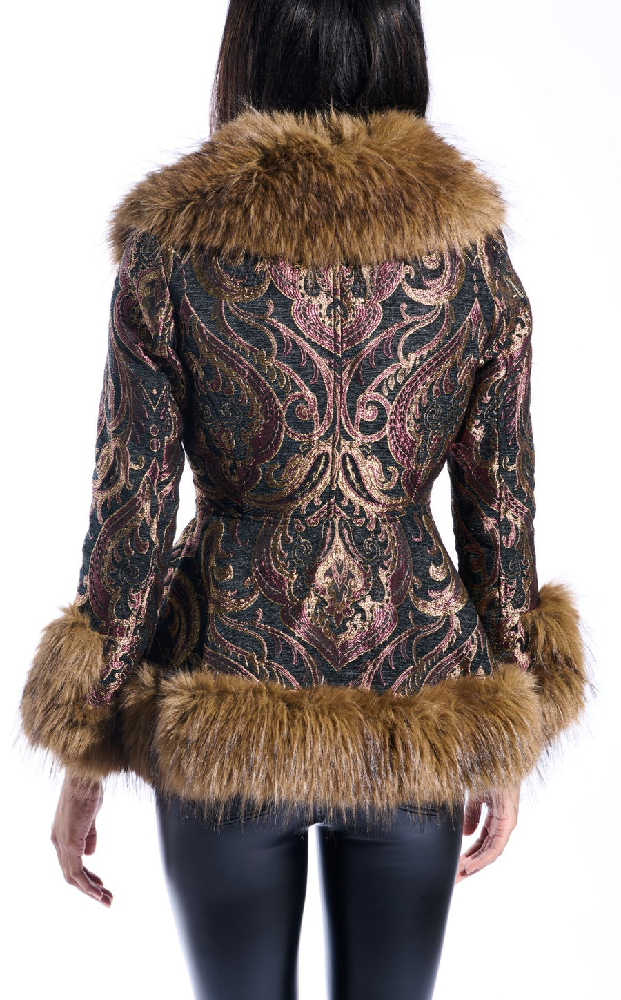 KENZY-JACQUARD FAUX FUR JACKET