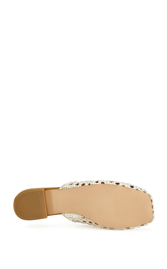 KISMET-IVORY WOVEN FLAT MULE