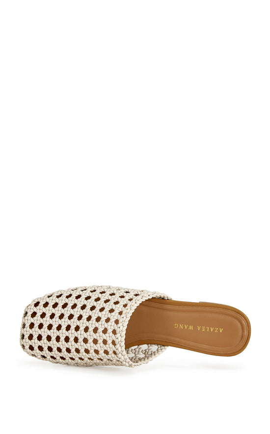 KISMET-IVORY WOVEN FLAT MULE