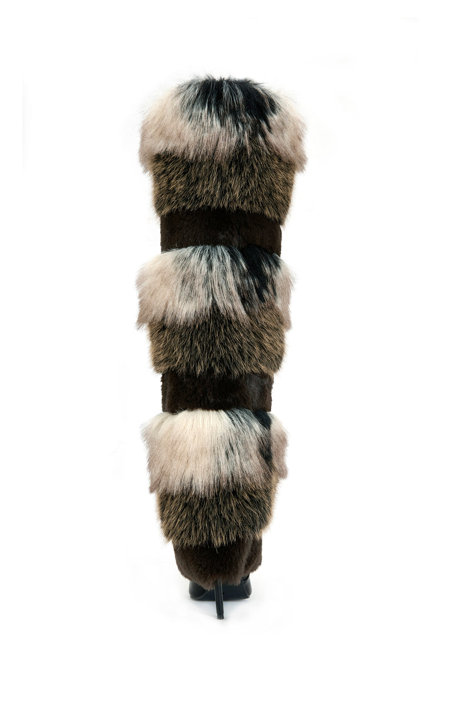 LANGLAU-BROWN MULTI FAUX FUR STILETTO BOOT