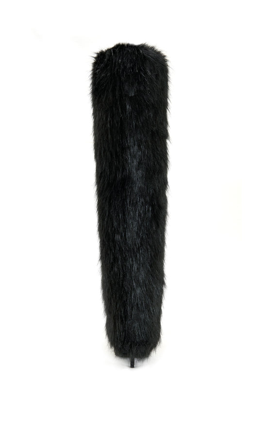 LANGLEYE-BLACK FAUX FUR OVER THE KNEE STILETTO BOOT