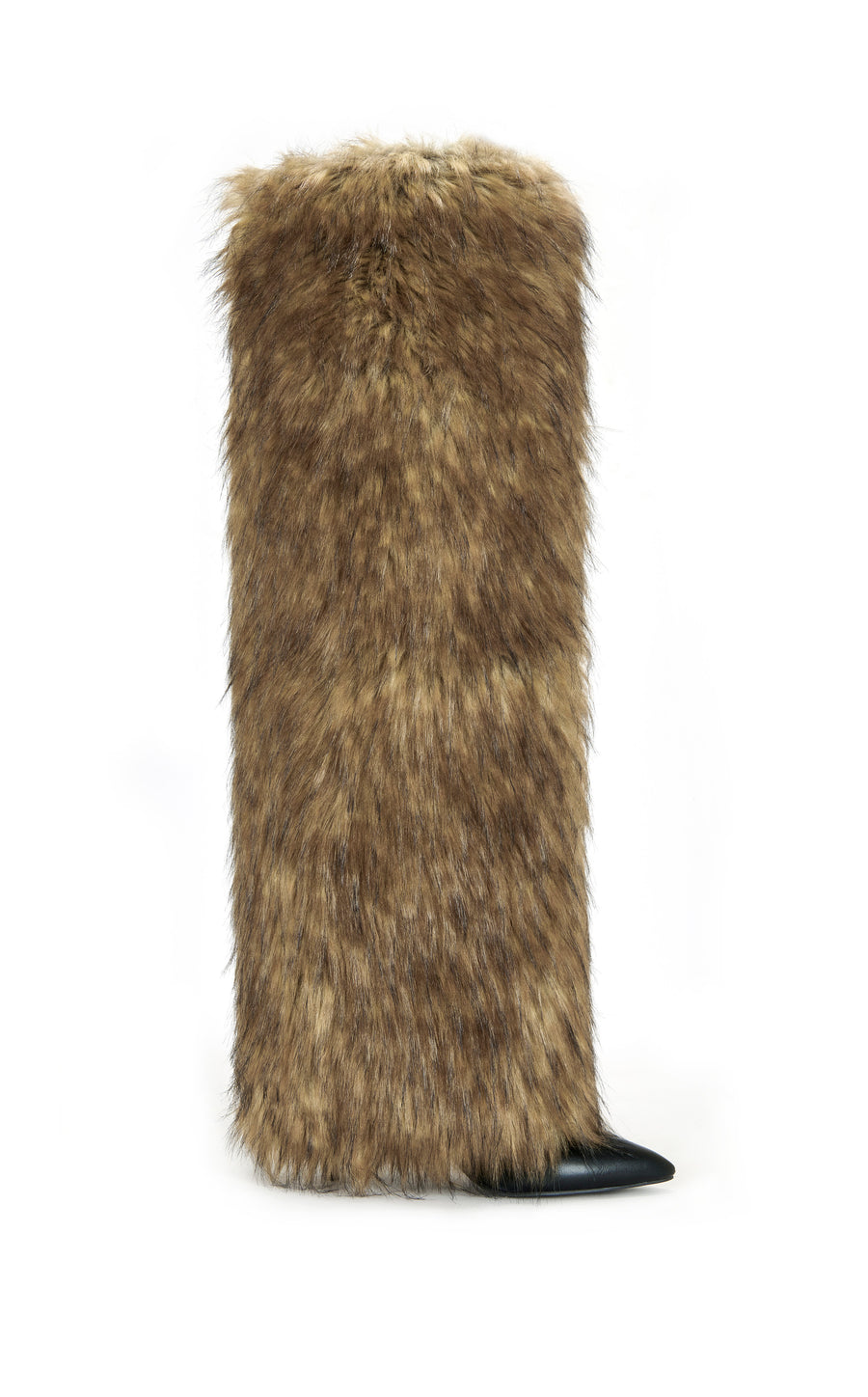 LANGLEYE-BROWN FAUX FUR OVER THE KNEE STILETTO BOOT