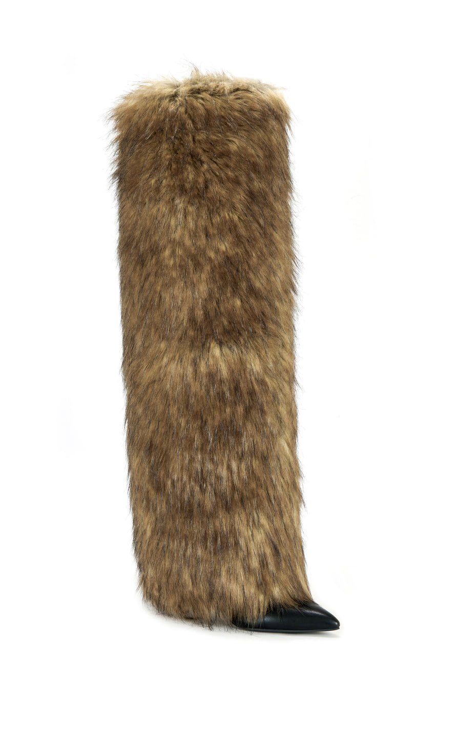 LANGLEYE-BROWN FAUX FUR OVER THE KNEE STILETTO BOOT