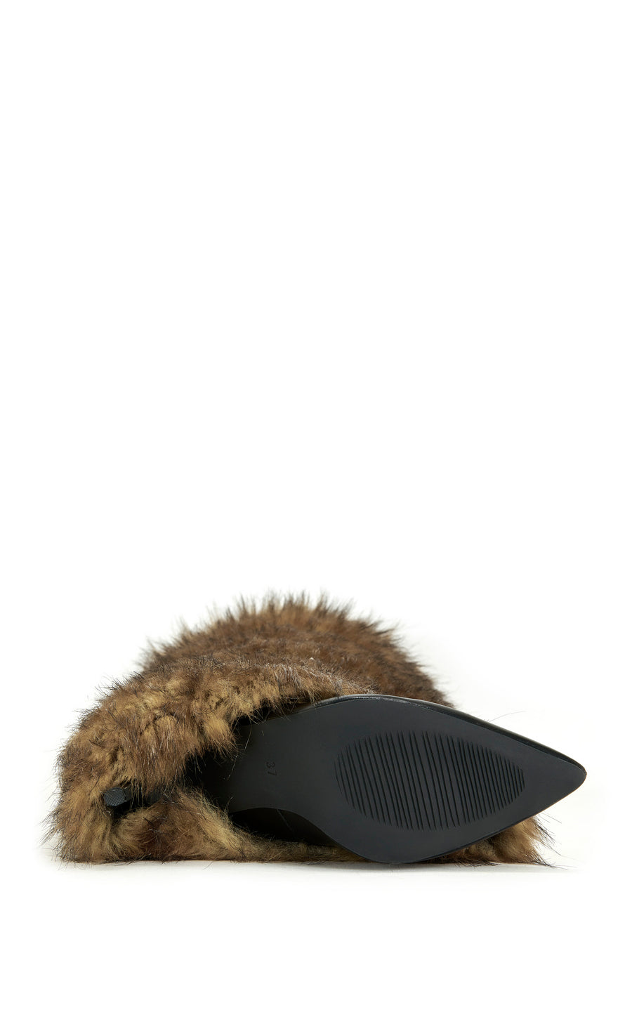 LANGLEYE-BROWN FAUX FUR OVER THE KNEE STILETTO BOOT