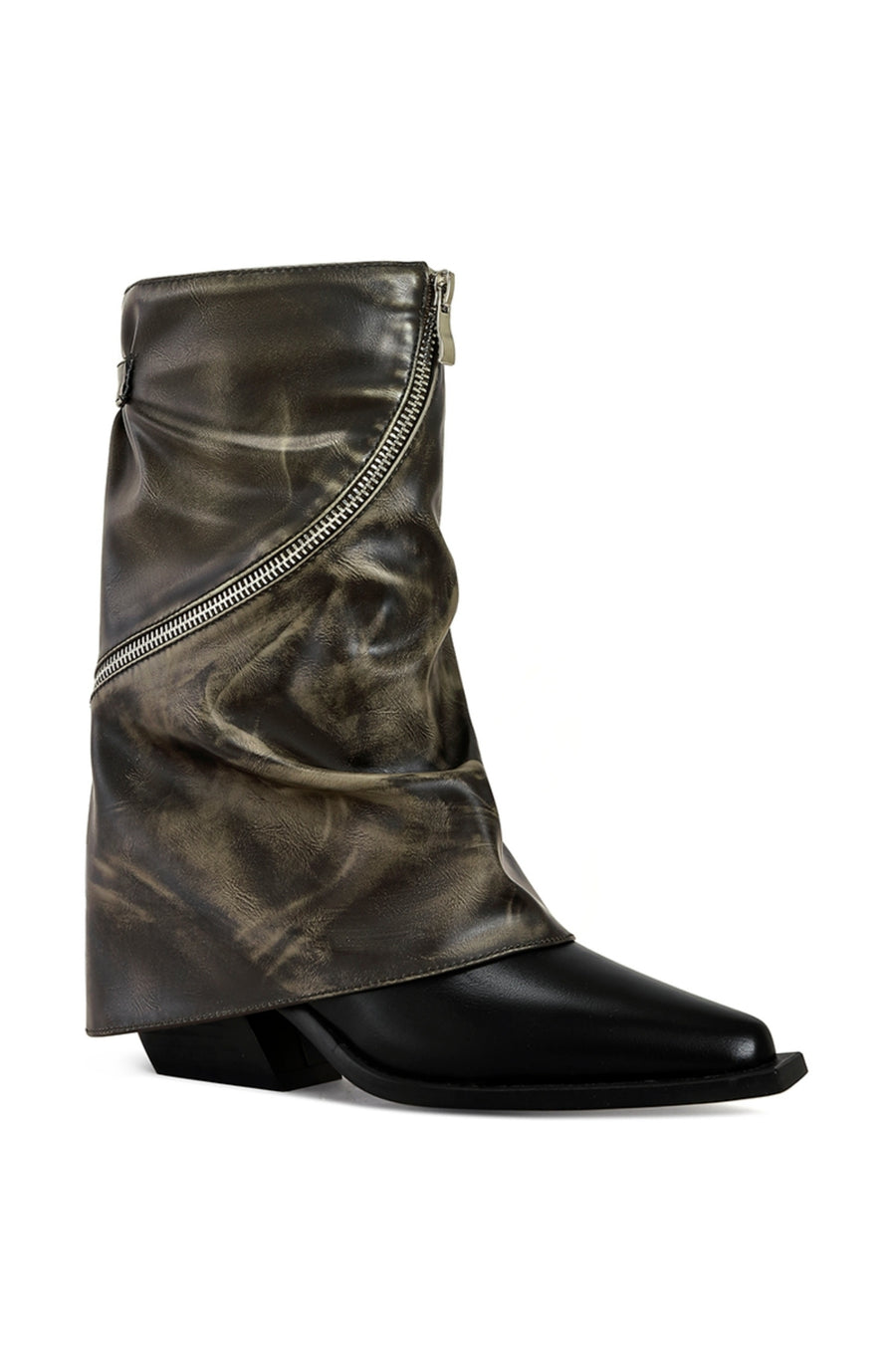 LARKYN-BROWN DISTRESSED FOLD OVER BOOTIE