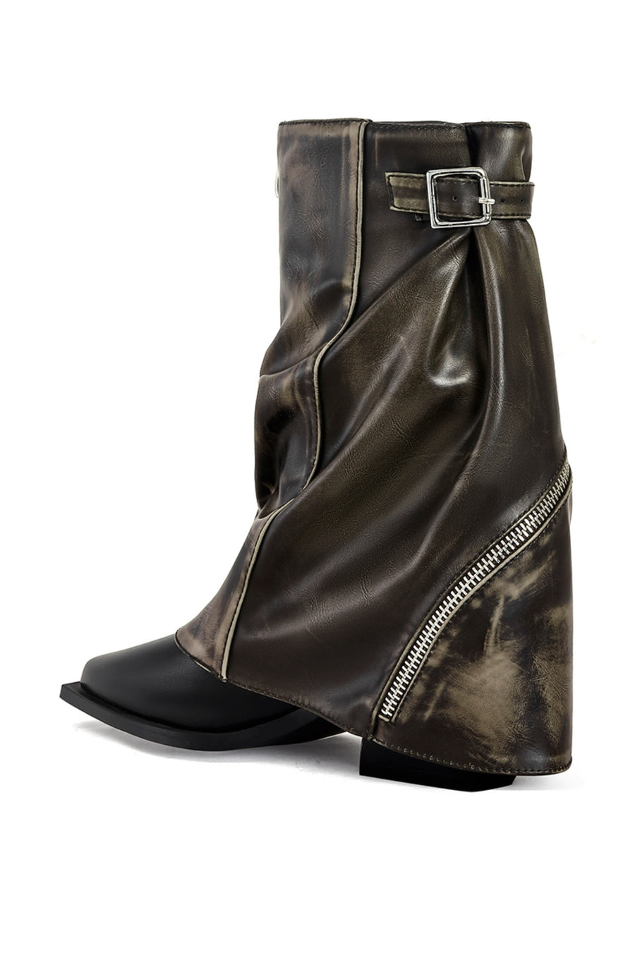LARKYN-BROWN DISTRESSED FOLD OVER BOOTIE