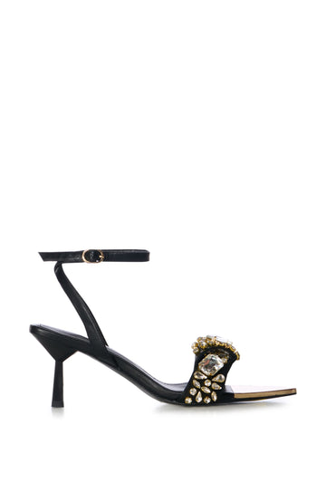 LETHE-BLACK KITTEN HEELED SANDAL