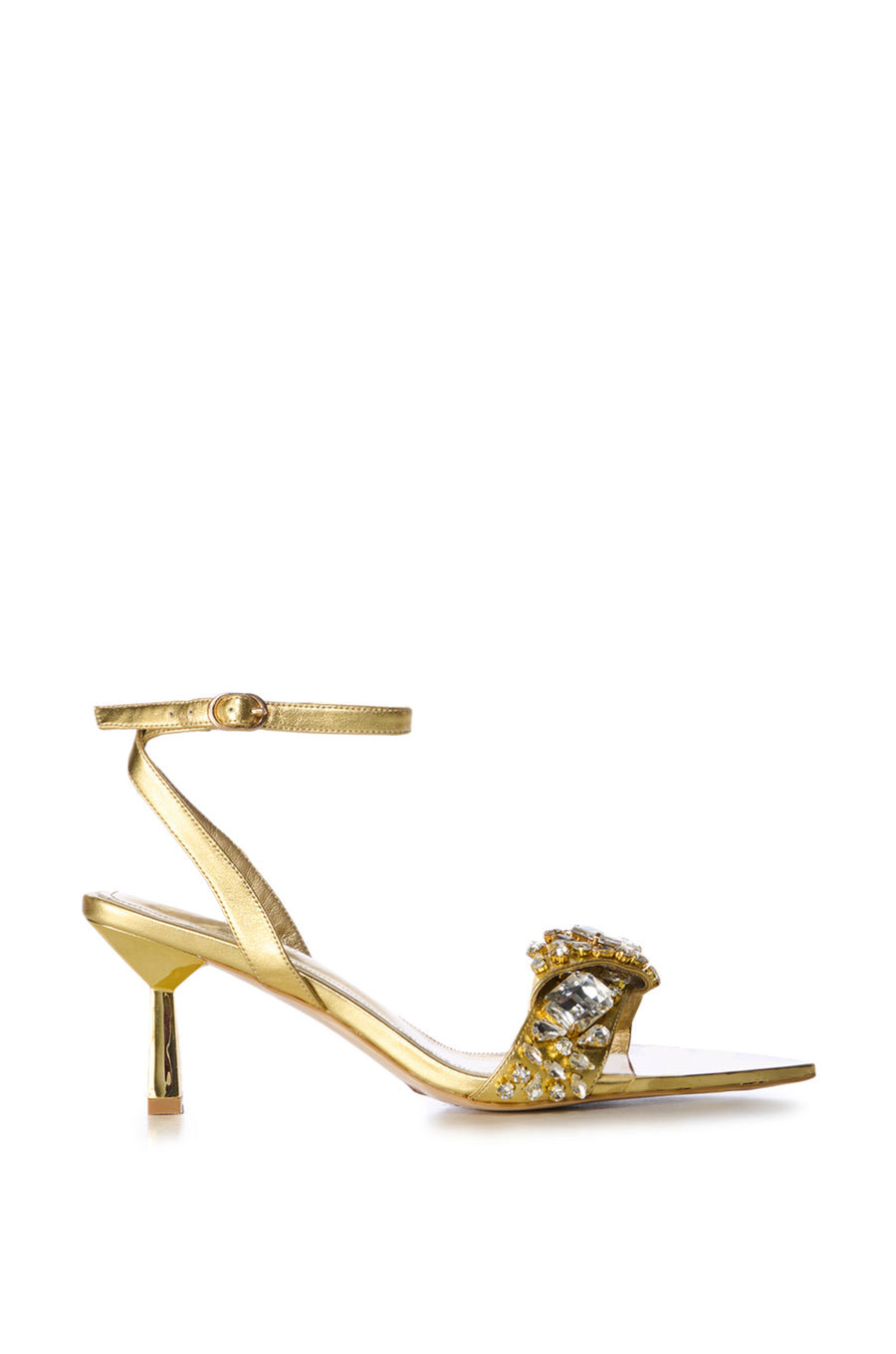 LETHE-GOLD KITTEN HEELED SANDAL