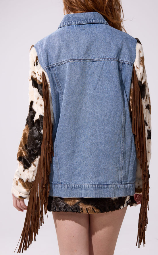 LILA-DENIM WESTERN FRINGE JACKET