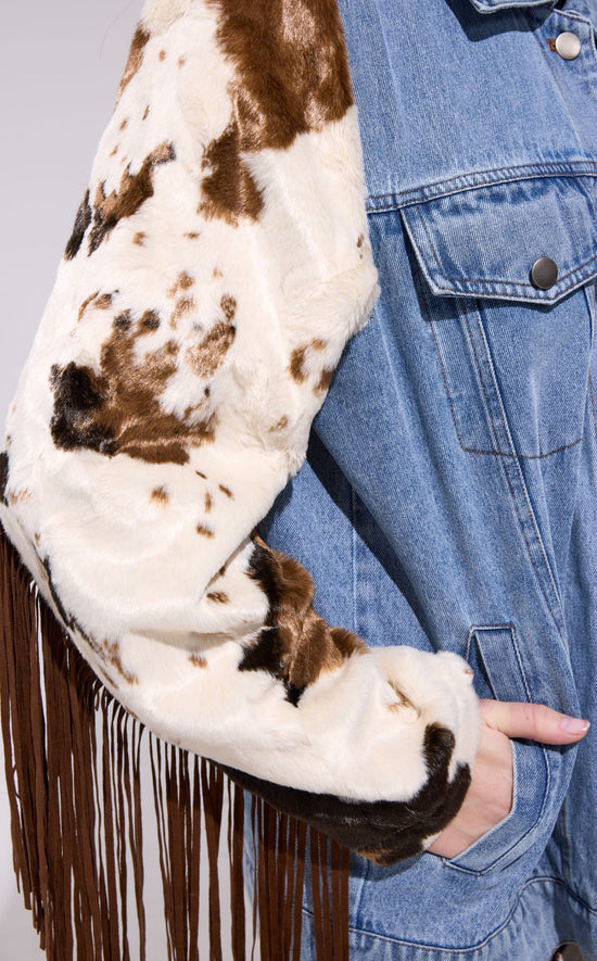 LILA-DENIM WESTERN FRINGE JACKET