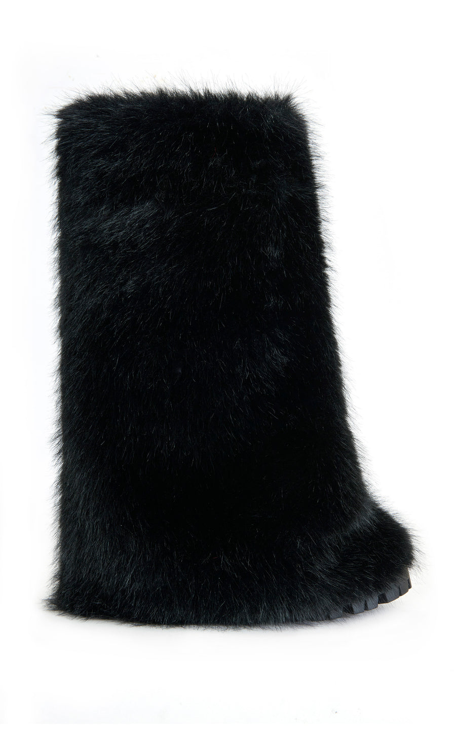LISBOA-BLACK CUFFED FAUX FUR BOOTIE