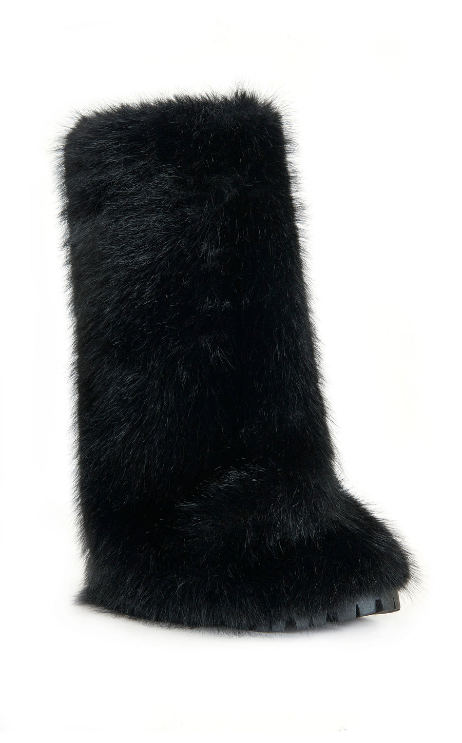LISBOA-BLACK CUFFED FAUX FUR BOOTIE