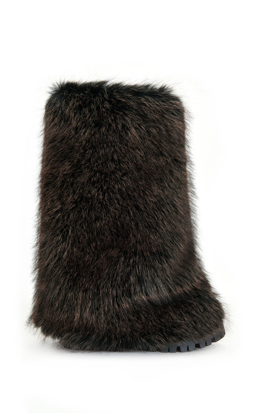 LISBOA-BROWN CUFFED FAUX FUR BOOTIE