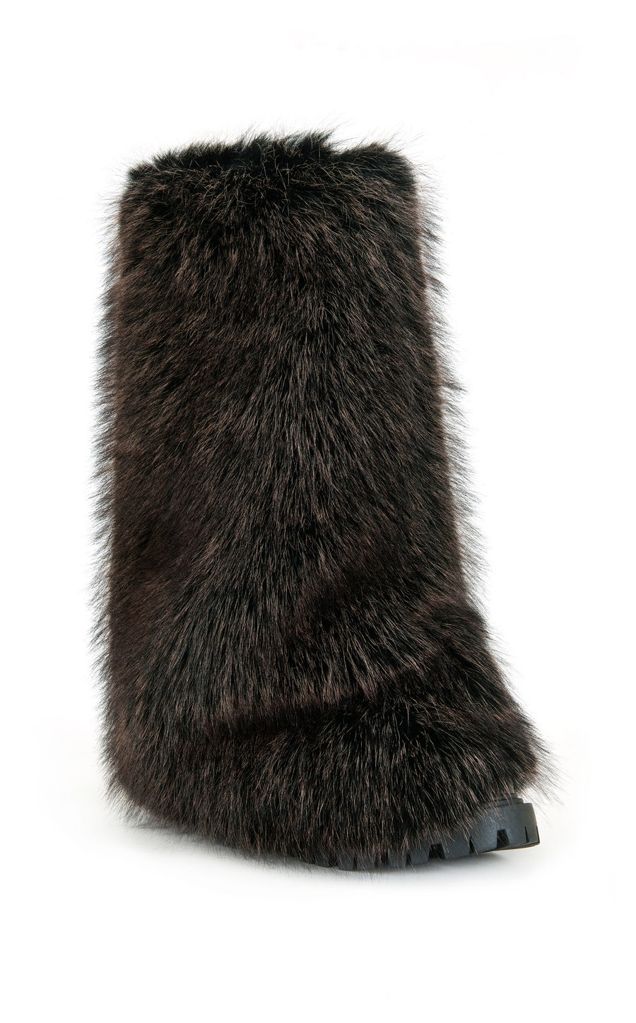LISBOA-BROWN CUFFED FAUX FUR BOOTIE