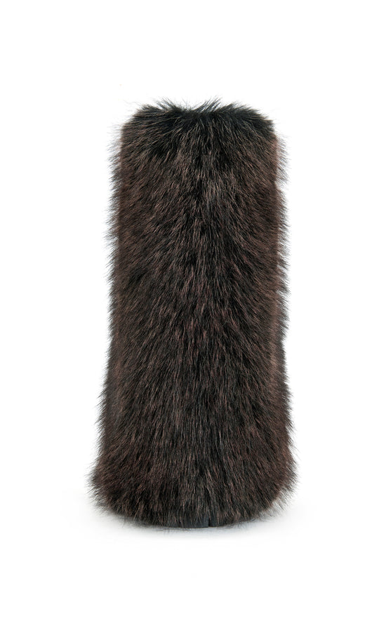 LISBOA-BROWN CUFFED FAUX FUR BOOTIE