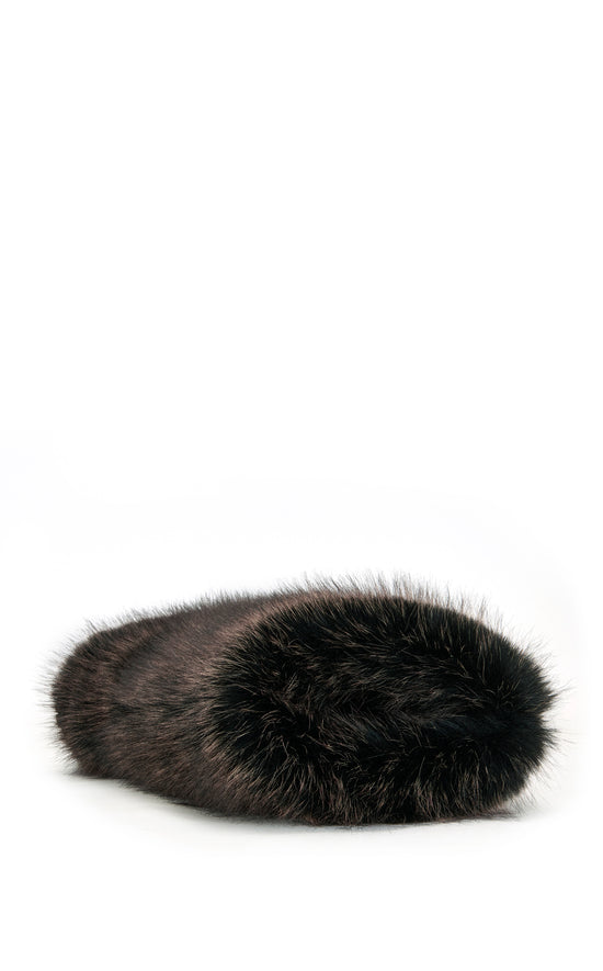 LISBOA-BROWN CUFFED FAUX FUR BOOTIE