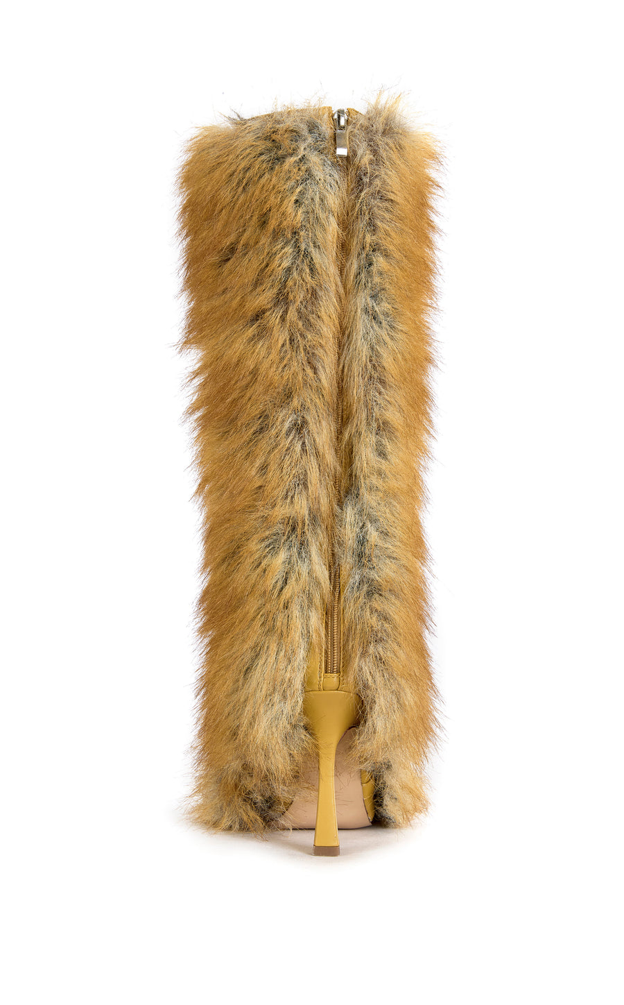 LOURDANNE-TAN FAUX RED FOX LACED STILETTO BOOT