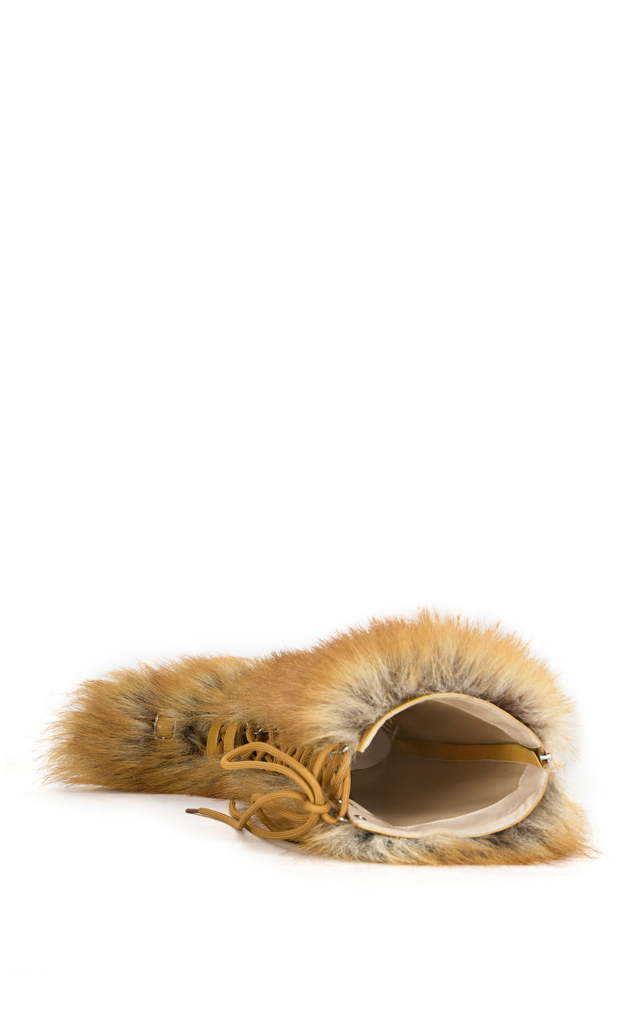 LOURDANNE-TAN FAUX RED FOX LACED STILETTO BOOT