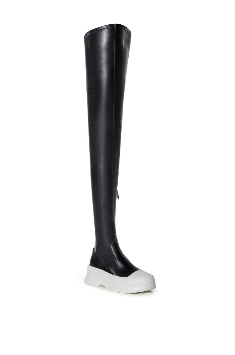 LOVER-BLACK THIGH HIGH STRETCH SNEAKER BOOT