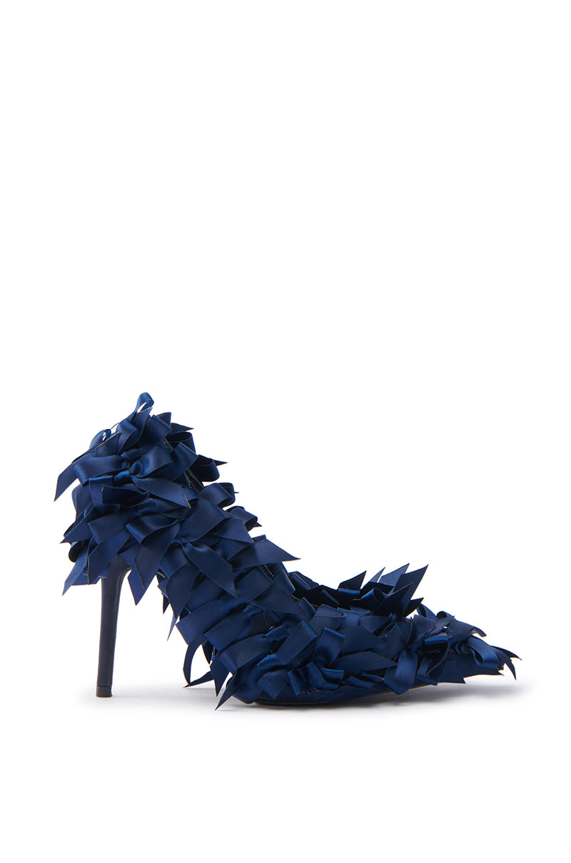 LYLIO-NAVY BOW STILETTO PUMP