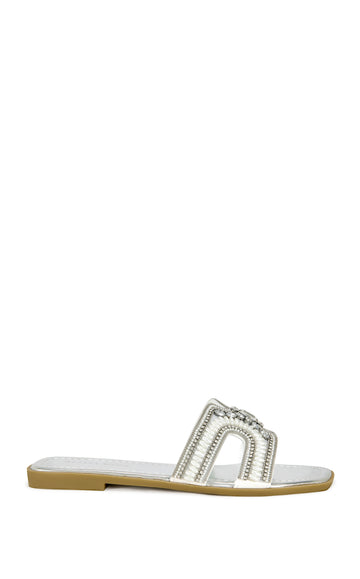 MADIHA-SILVER FLAT SANDAL