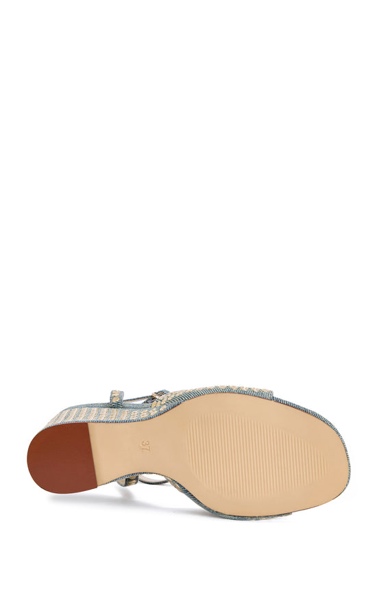MATTEUS-DENIM STUDDED WEDGE SANDAL