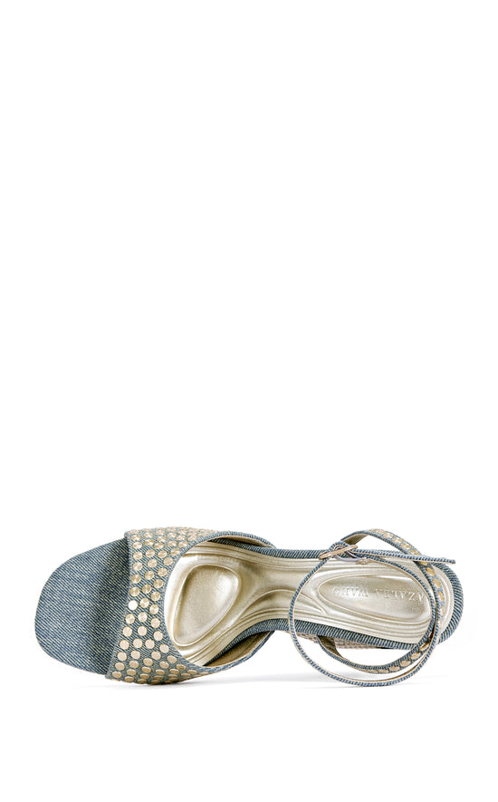 MATTEUS-DENIM STUDDED WEDGE SANDAL