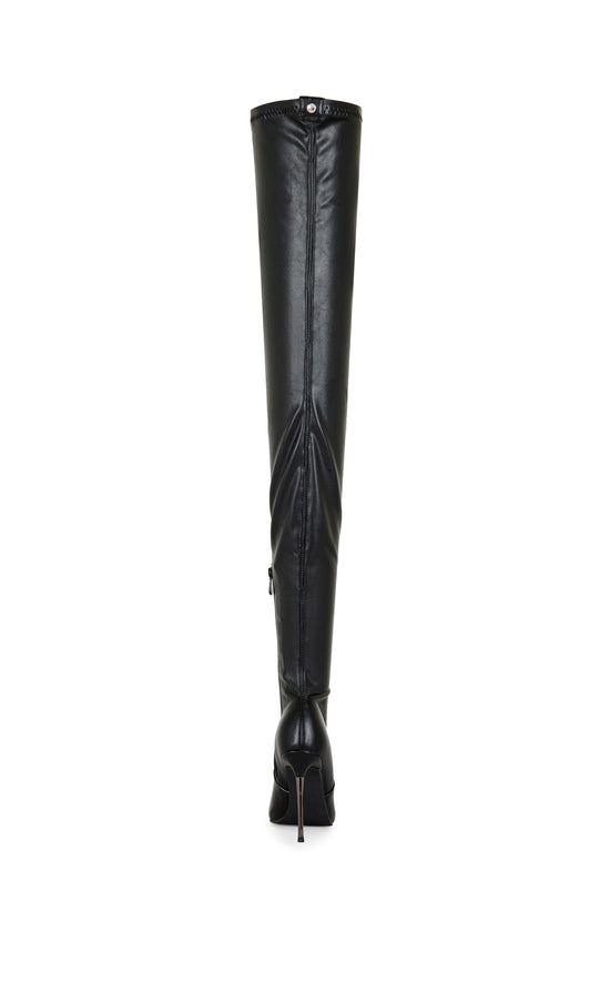 MILANDRA-BLACK 4 WAY STRETCH STILETTO BOOT