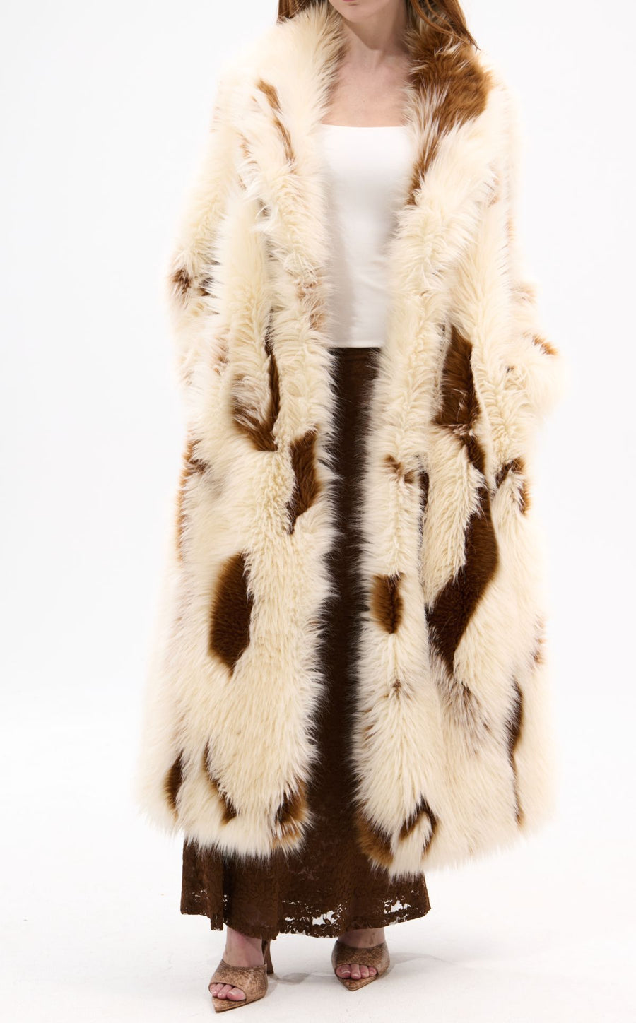 MILES-CREAM FAUX FUR COAT