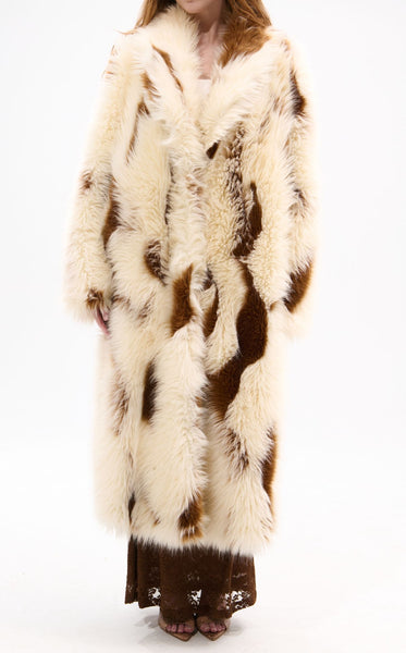 MILES-CREAM FAUX FUR COAT | AZALEA WANG