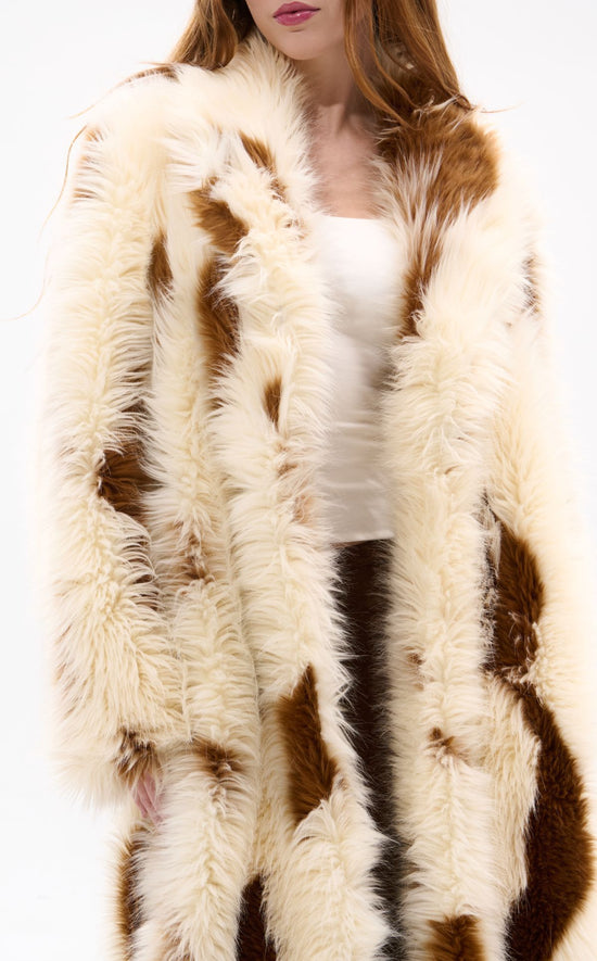 MILES-CREAM FAUX FUR COAT | AZALEA WANG